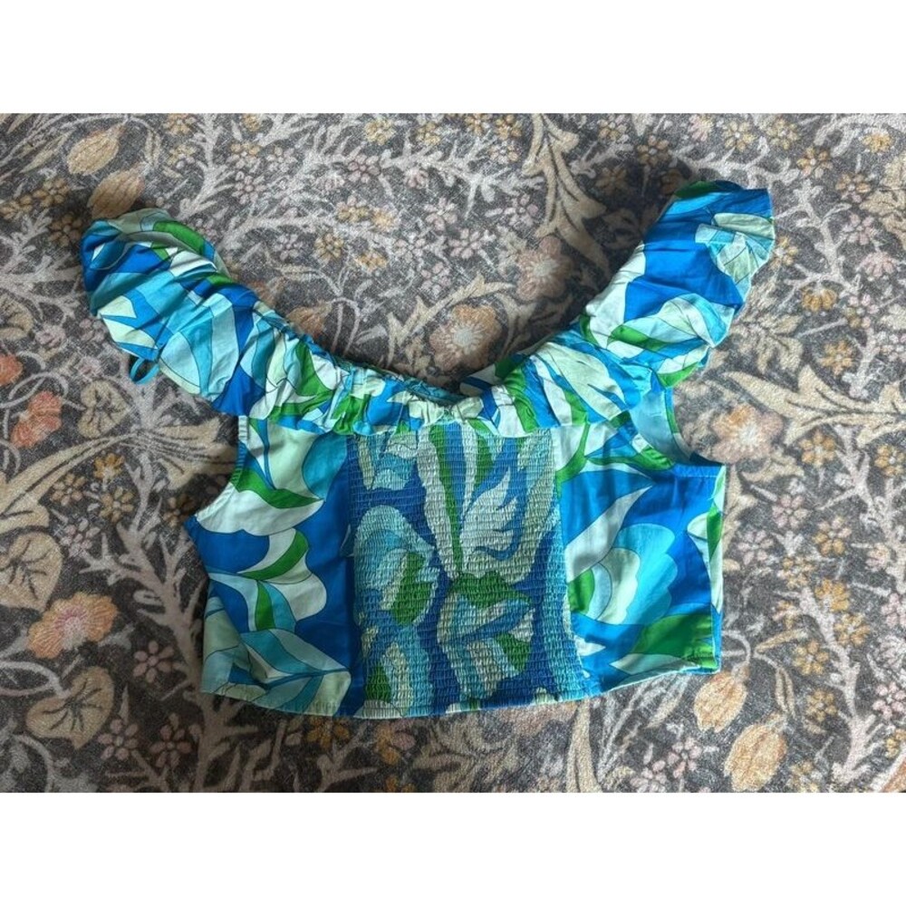 Anthropologie Maeve off the shoulder cotton crop going out top NWT small - Picture 2 of 8